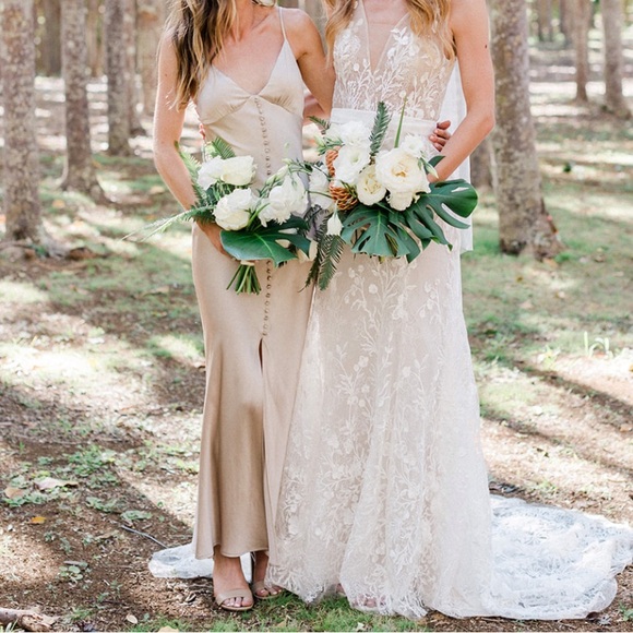 Shona Joy LA LUNE BIAS SLIP DRESS - GOLD - Picture 6 of 7